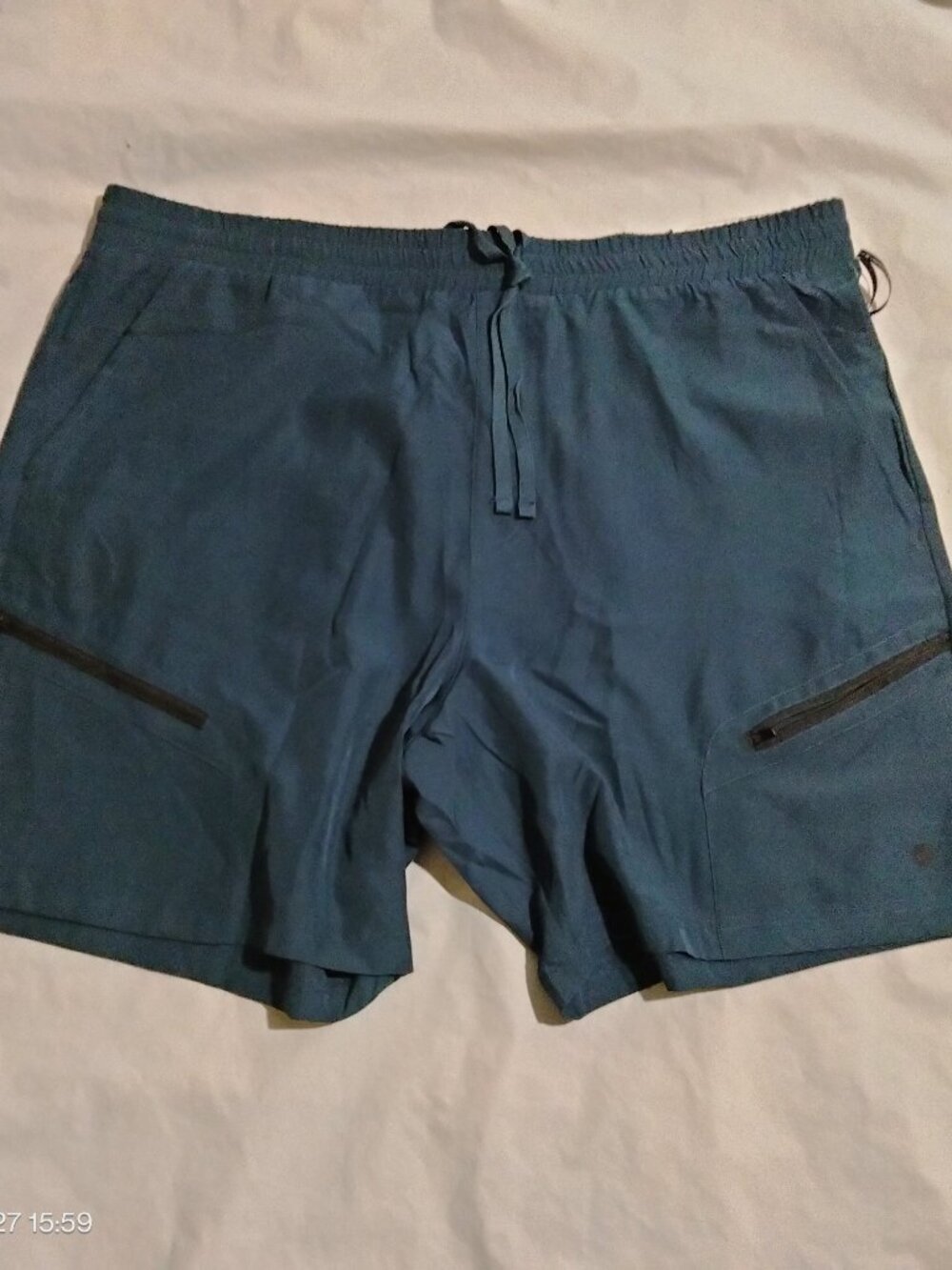 RBX Men's Training Shorts XL 7" Inseam Teal Blue NWT Quick Dry Zipper Pockets